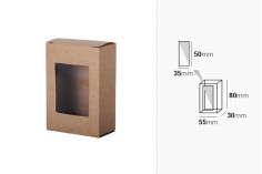 Kutija za sapun, papirna, kraft, sa prozorom 80x55x30 mm, pakovanje - 50 kom